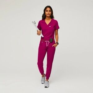 Figs petite scrubs set in limited edition color DARK MAGENTA